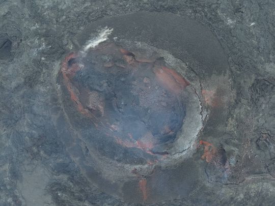 A picture taken on June 22 into the one crater that remained active until the end of the eruption that began on May 29. (Photo: Civil Defense)