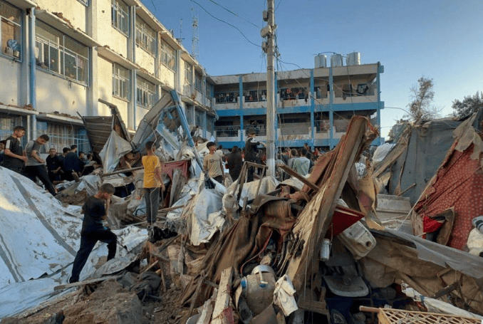 Massive destruction in the Bureij refugee camp. (Photo: social media, via QNN)